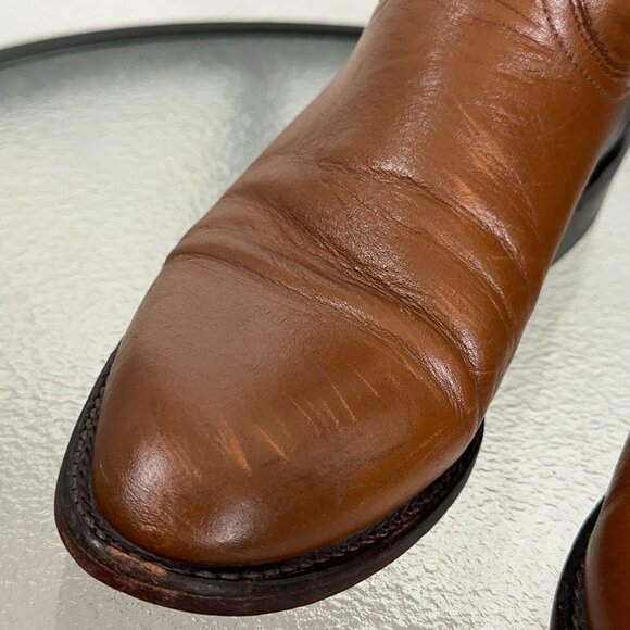 Lucchese 2000 Roper Western Boot in Peanut Brittle(medium brown) Men's 9.5 D - Picture 4 of 16